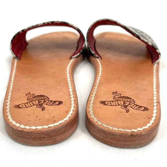 Freebird by Steven Golden Leather Sandals Python Snakeskin Reptile Slides Size 6 - Picture 7 of 13